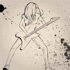 Illustration vectorielle d& 39 un musicien de rock jouant de la guitare
