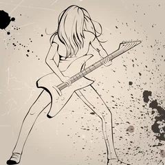 Photo sur Aluminium Groupe de musique Illustration vectorielle d& 39 un musicien de rock jouant de la guitare
