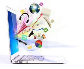 Modern laptop  (Elements of this image furnished by NASA)