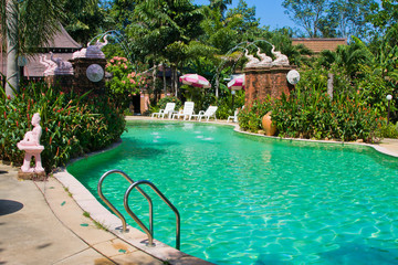Swimming pool in spa resort . Thailand .