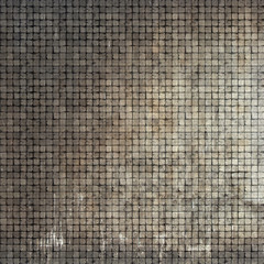 3d render of a grunge stone tile mosaic wall floor