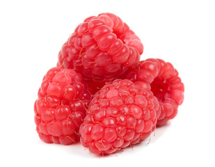 Raspberries macro shot, isolated on white