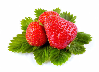 whole strawberry and leaves