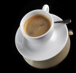 cup of coffee on the black