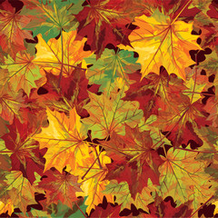 Vector seamless background of autumnal leaves.