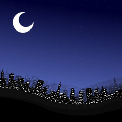 Ville de la terre de dessin animé la nuit