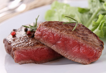 grilled beefsteak and vegetable