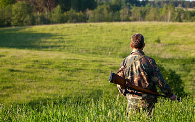 hunter in fields