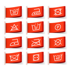 Laundry symbols on clothing labels