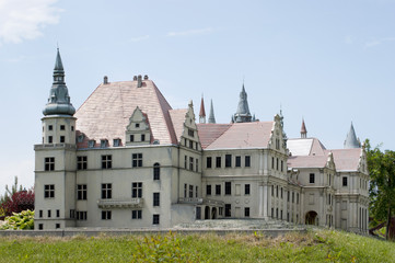Fototapeta na wymiar The Castle miniature with Moszna in Inwald in Poland