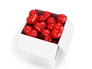 Naklejka na ściany i meble Red hearts in white box