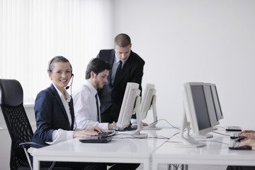 business people group working in customer and help desk office