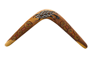 Australischer Bumerang aus Holz (wooden Boomerang) - obrazy, fototapety, plakaty