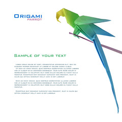 origami parrot on a branch