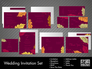 Wedding Invitation Kit with vector illustration in Eps 10.