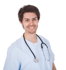Self-assured doctor with stethoscope