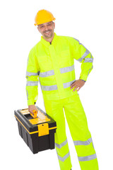 Portrait of worker wearing safety jacket