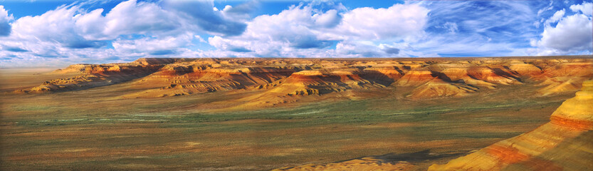panorama plateau Ustyurt in Kazakhstan - obrazy, fototapety, plakaty