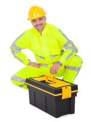Portrait of worker wearing safety jacket