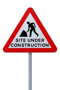 Site Under Construction (on white with clippng path)
