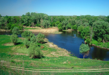 View on the river , spring .Ukraine.