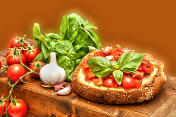 toasted bread with tomato - bruschetta