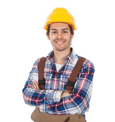 Confident worker wearing hard hat
