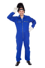 Fototapeta premium Portrait of confident welder in the mask