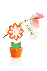 Wooden flower note holder with pea flowers