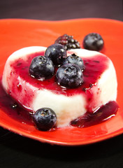 heart shape panna cotta with blueberry