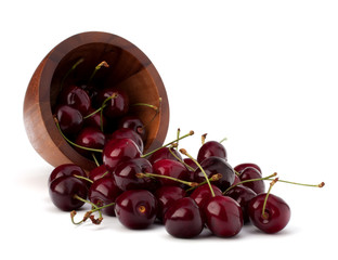 Cherry in wooden bowl