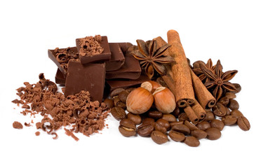 chocolate, cinnamon  and hazelnuts