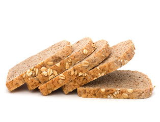 Healthy bran bread slices with rolled oats