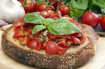 toasted bread with tomato - bruschetta