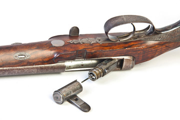double-barrelled side by side hunting gun. England. XIX century