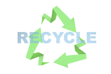 Recycle sign created with arrow origami paper texture style