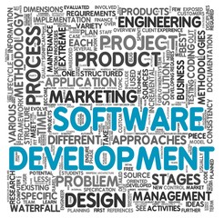 Software development concept in tag cloud