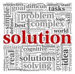 Solution in word tag cloud on white