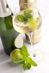 glass with cocktail on white background