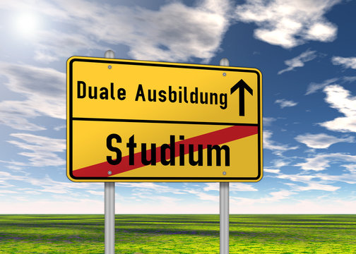 Ortsschild "Duale Ausbildung / Studium"