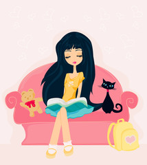 Teen girl Reading A Book
