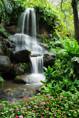 Beautiful waterfall in the garden