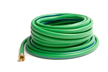 Rolled up garden hose isolated on white - 41977545