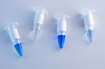 Blank-labeled Sample Tubes with Blue Solutions