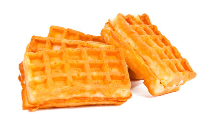waffles with cream isolated