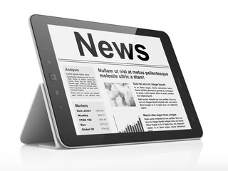 Digital news on tablet pc computer screen