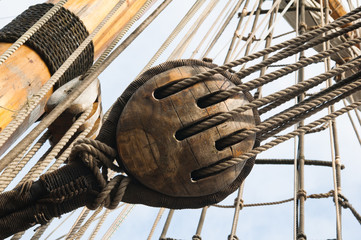 Rigging of an ancient sailing vessel