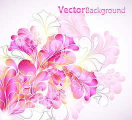 colored abstract swirly vector background with floral elements