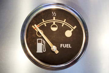 Fuel gauge showing empty