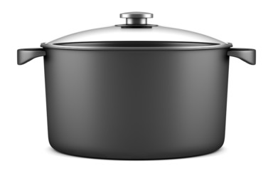 single black cooking pan isolated on white background